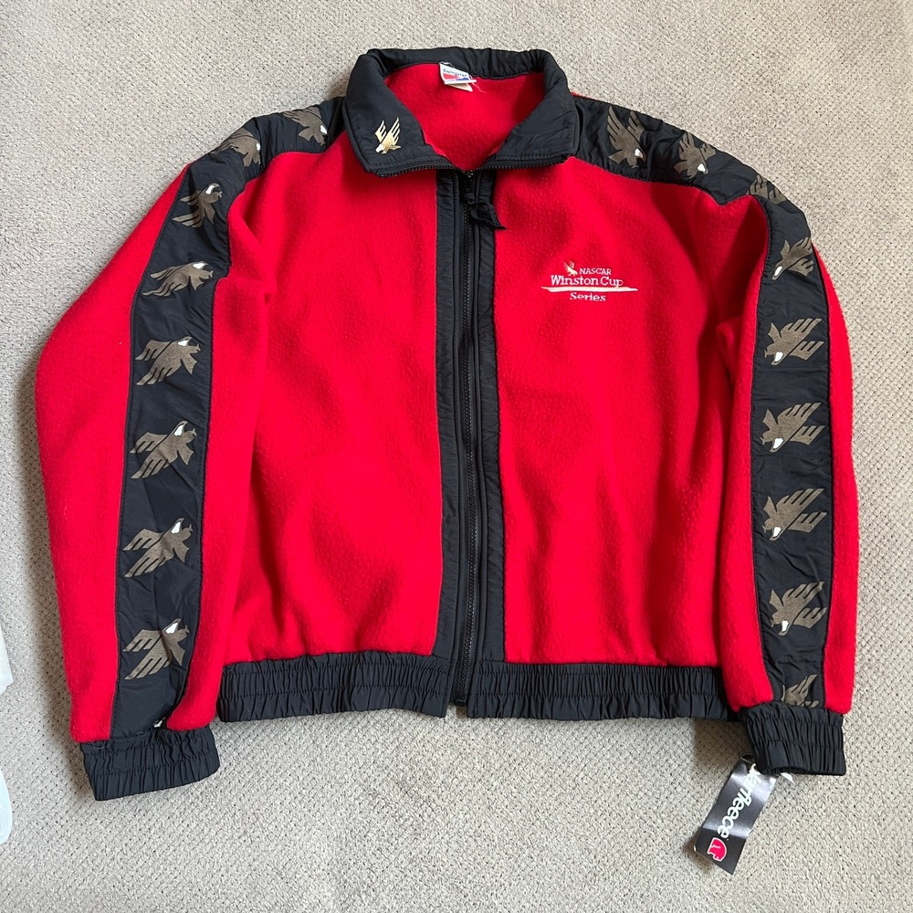 Vintage 1990s NASCAR Winston Cup Series Fleece Jacket Swingster Red XL USA Made